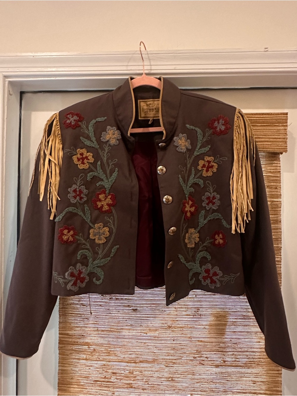 Double D Ranch Muave Embroidered Fringe Cropped jacket